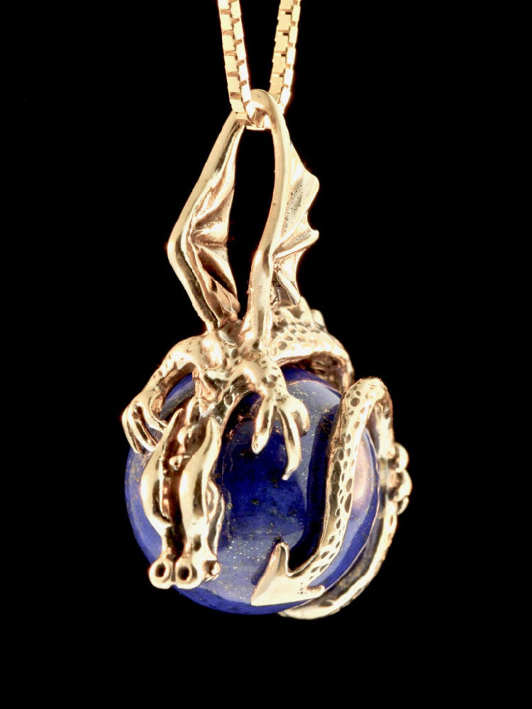 Dragon Orb with Lapis Lazuli in 14K Gold