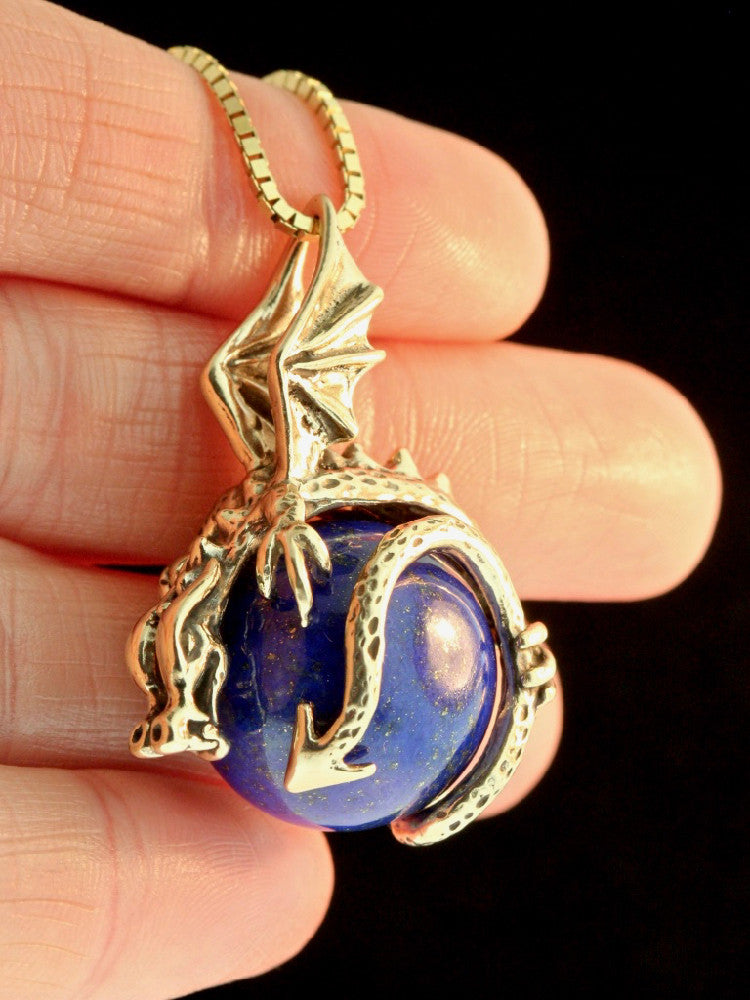 Dragon Orb with Lapis Lazuli in 14K Gold