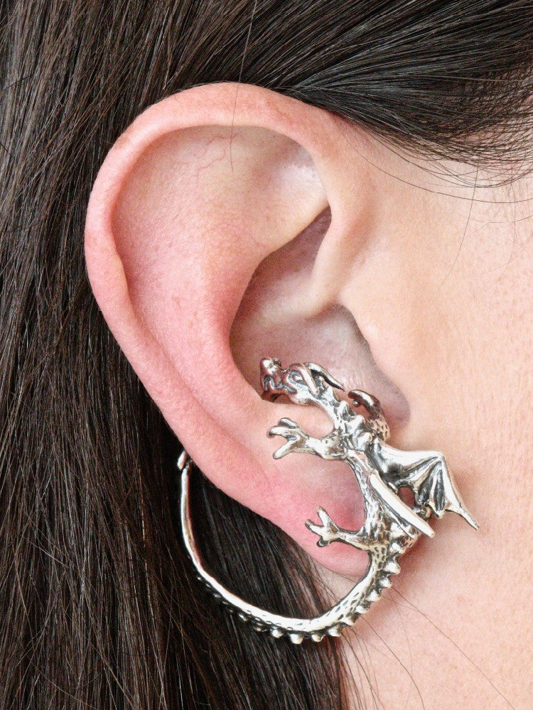 Dragon Whisperer Ear Cuff Hoop Silver