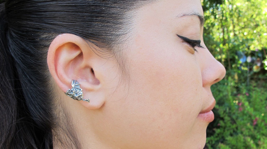 Dragon Ear Chevron Cuff in Silver