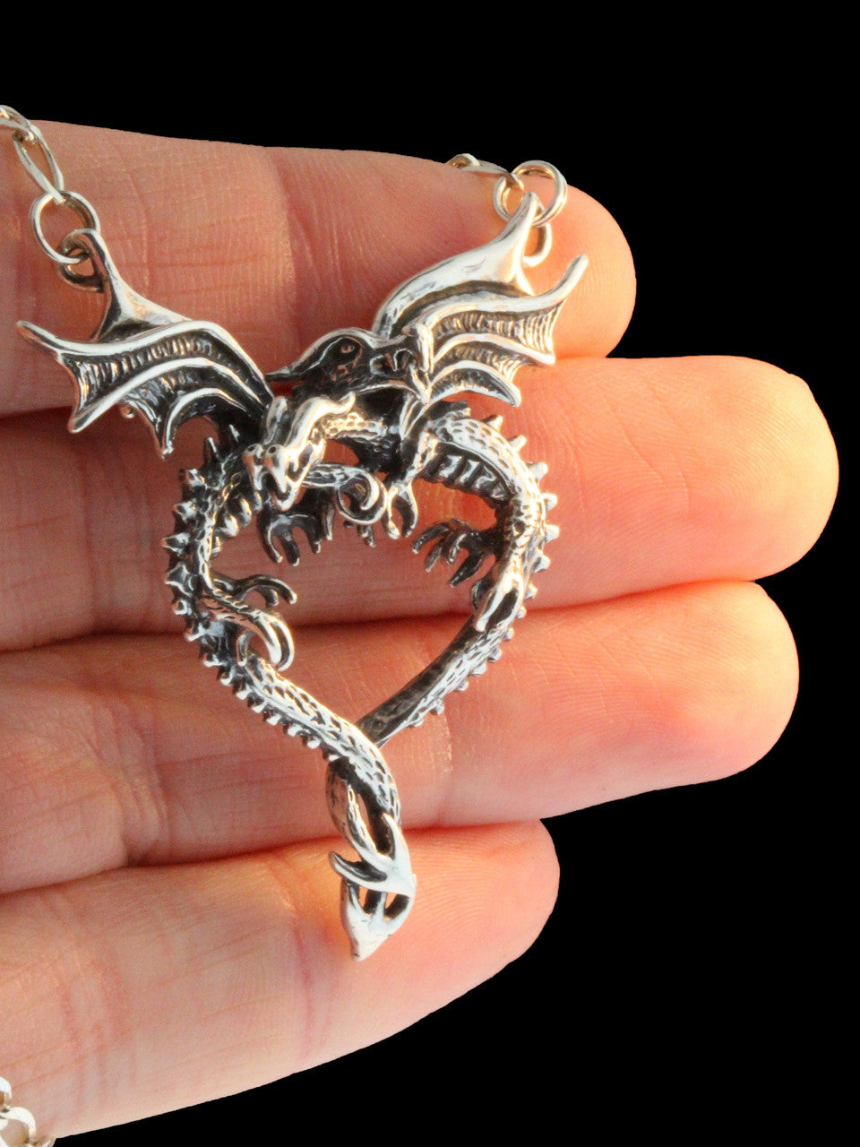 Dragon Heart Pendant - Silver