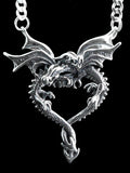 Dragon Heart Pendant with 3.9 mm Figero Chain - Silver
