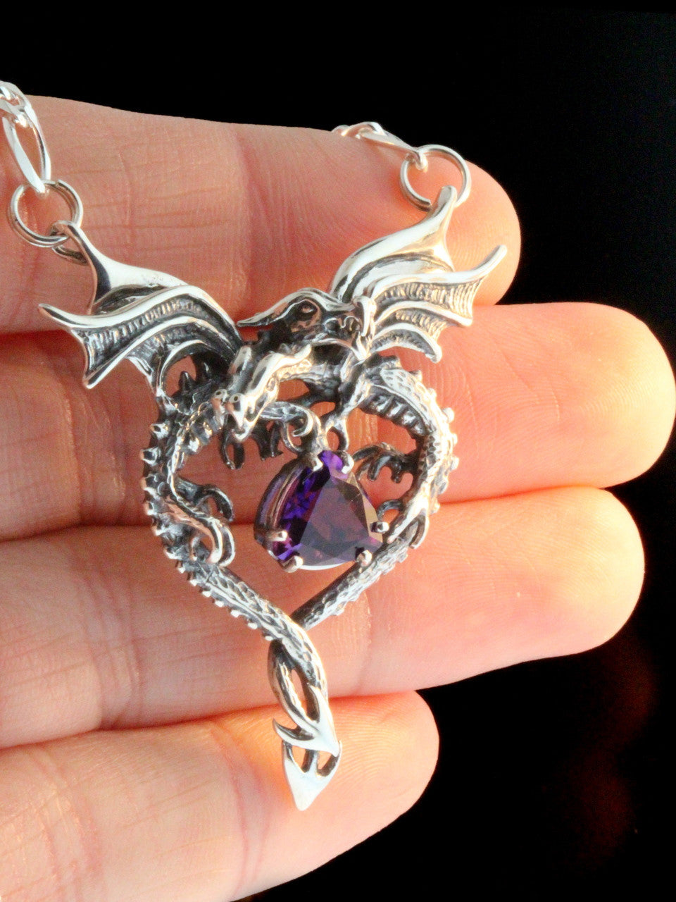 Dragon Heart Pendant with Amethyst