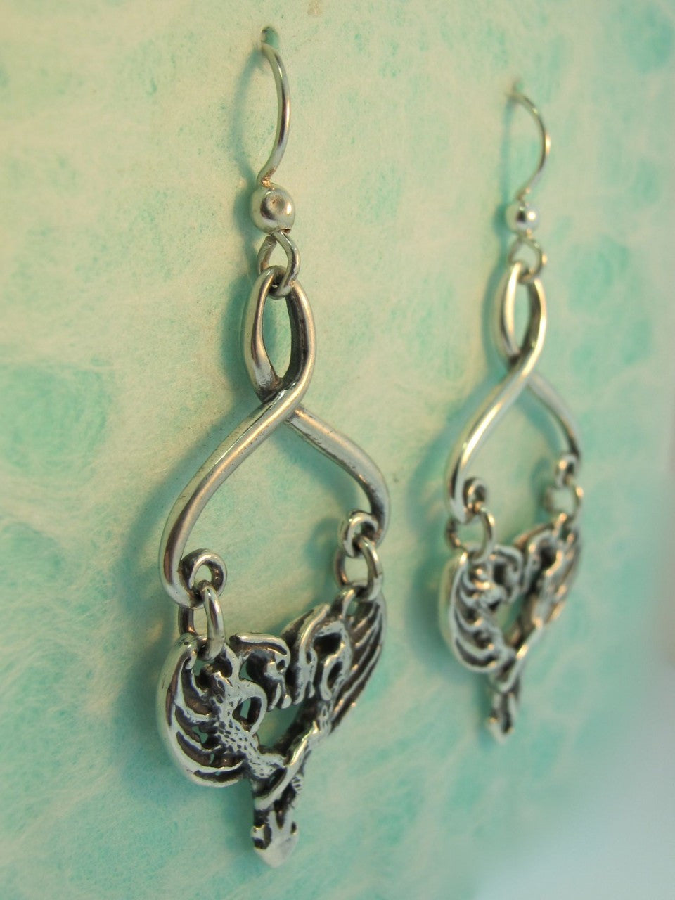Dragon Heart Earrings - Sterling Silver
