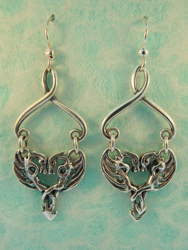 Dragon Heart Earrings - Sterling Silver