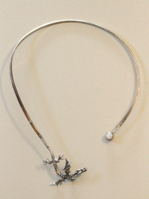 Sentry Dragon Neckpiece with man-made Opal