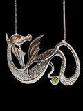 Wyvern Dragon Pendant W/Peridot - Sterling Silver