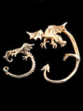Bronze Guardian Dragon Ear Wrap for the left ear and Bronze Dragon Ear Whisperer for the right ear.