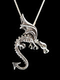 Vintage Swooping Dragon Pendant - Sterling Silver