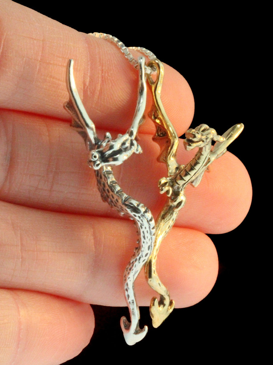 Dragon Desire Pendant - Two Part - 14k Gold and Silver