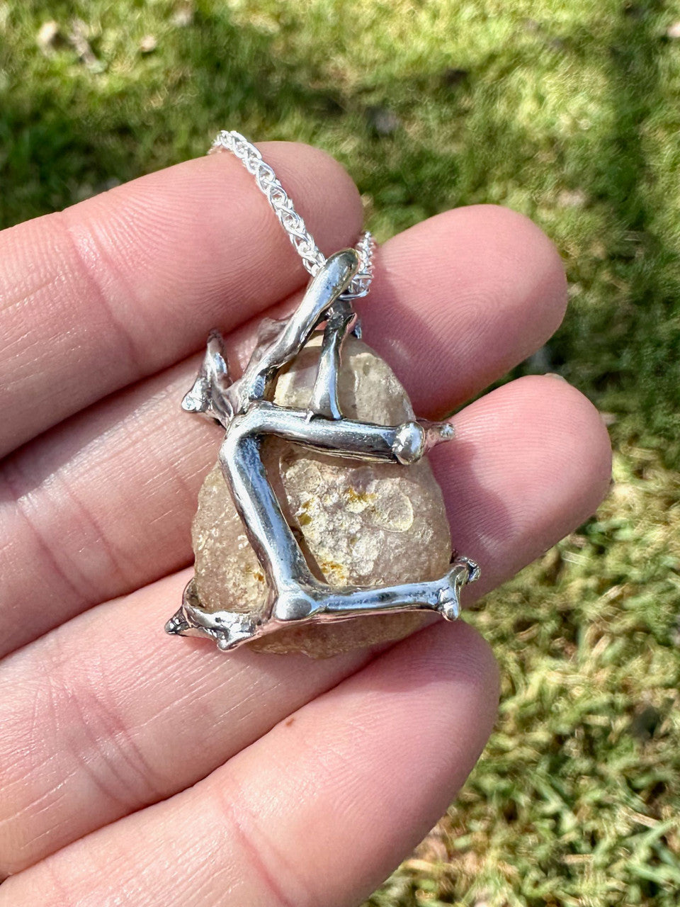 Druzy Quartz Geode Pendant - Silver