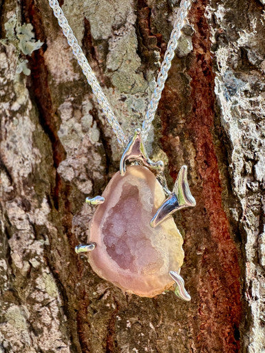 Telstar' Druzy Quartz Geode Pendant - Sterling Silver
