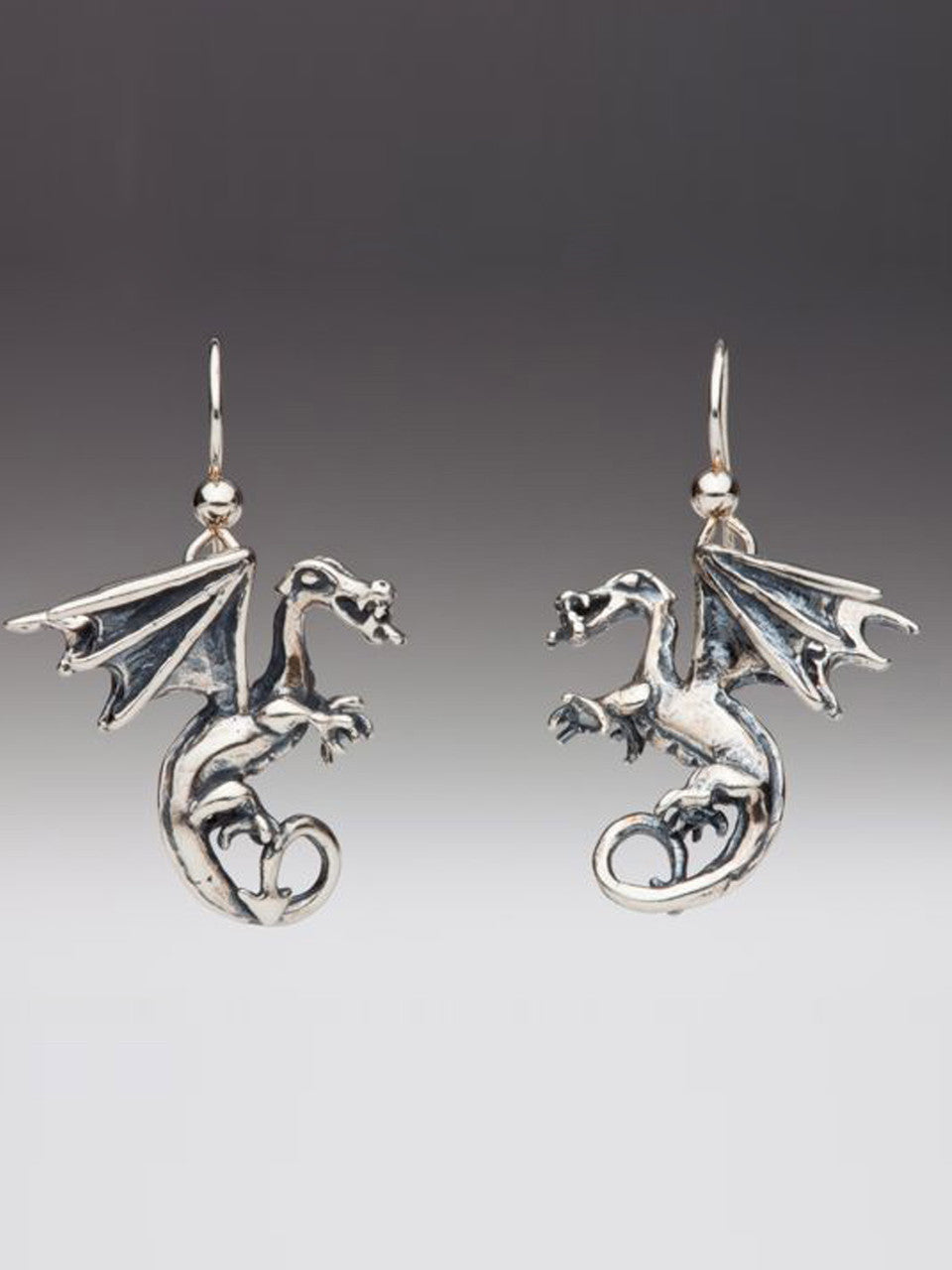 Fire Dragon Earrings - Silver