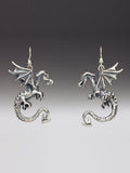 Dragon - Swooping Dragon Earrings - Sterling Silver