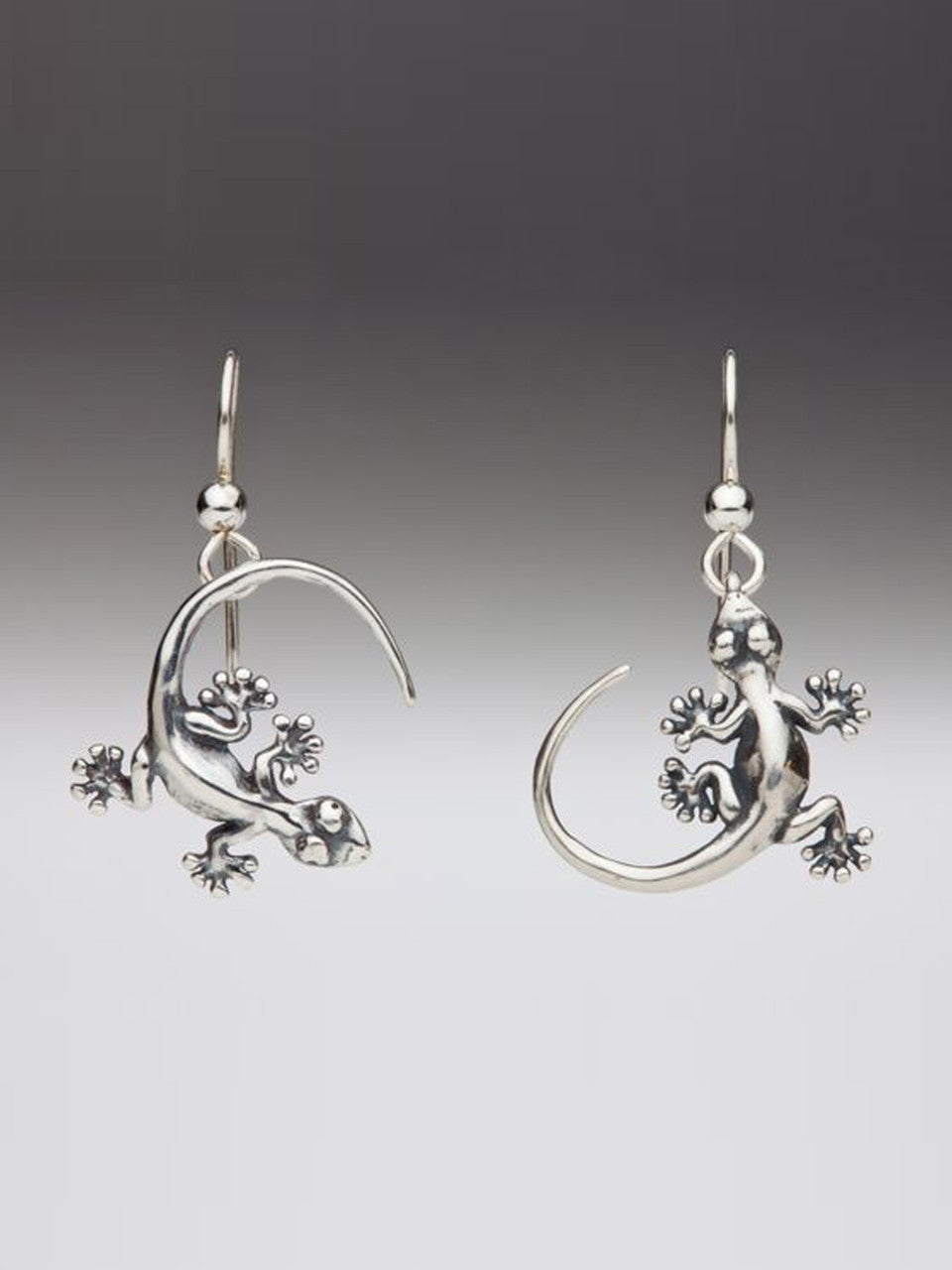 Gecko Earrings in Silver