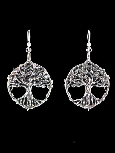 Circle of Life Tree Earrings - Sterling Silver