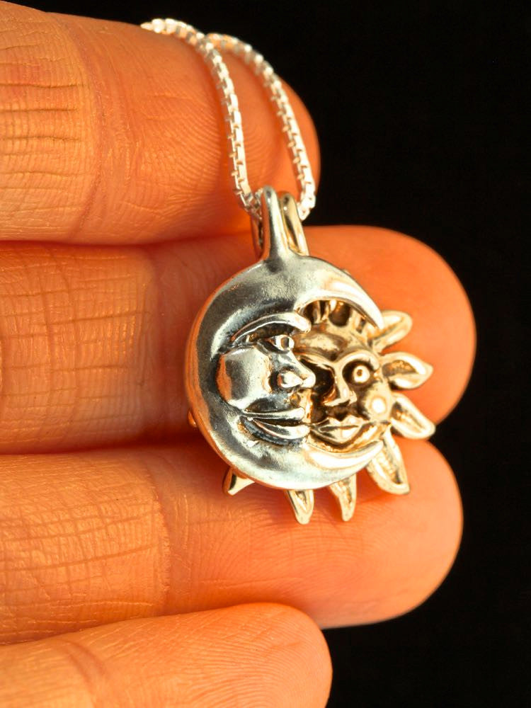 Eclipse Pendant - Silver Moon, Bronze Sun