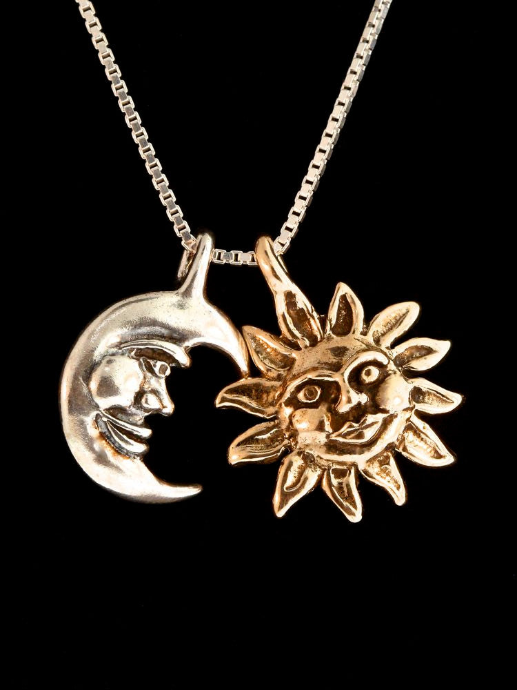 Eclipse Pendant - Silver Moon, Bronze Sun