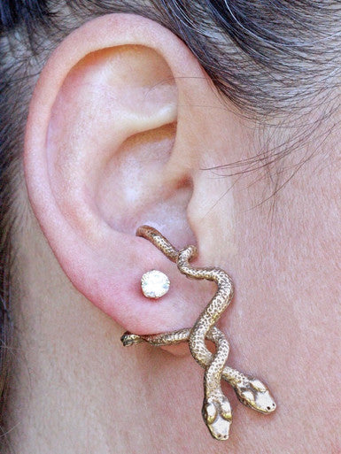 Serpent Snake Ear Hoop - Bronze