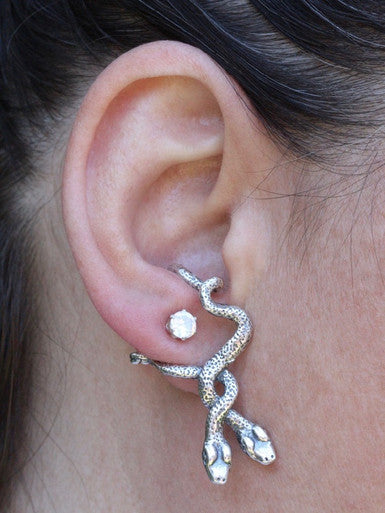 Serpent Snake  Ear Hoop - Sterling Silver