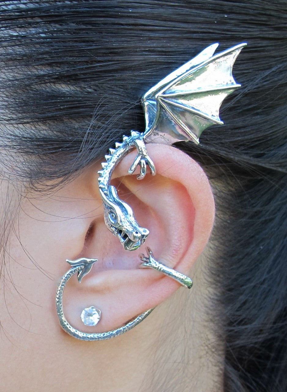 Silver Elfin Dragon Ear Wrap