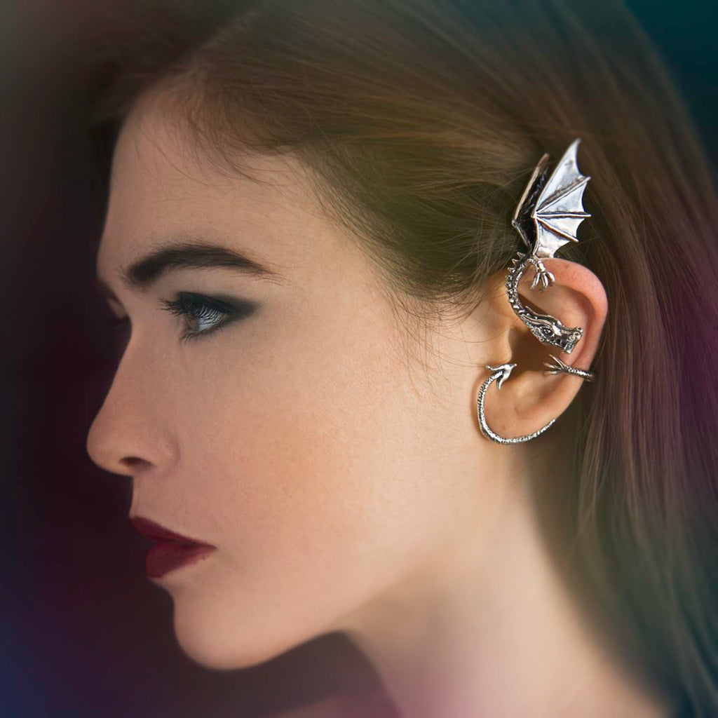Elfin Dragon Ear Wrap - Pictured in Silver