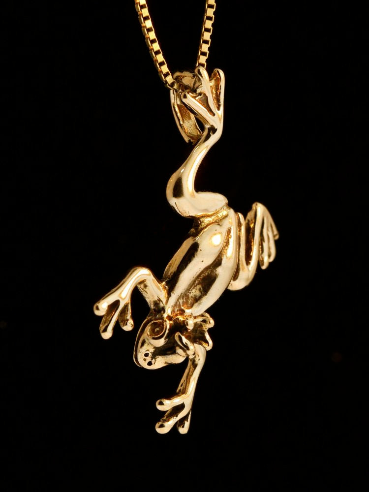 Medium Enchanted Frog Pendant - Solid 14k Gold
