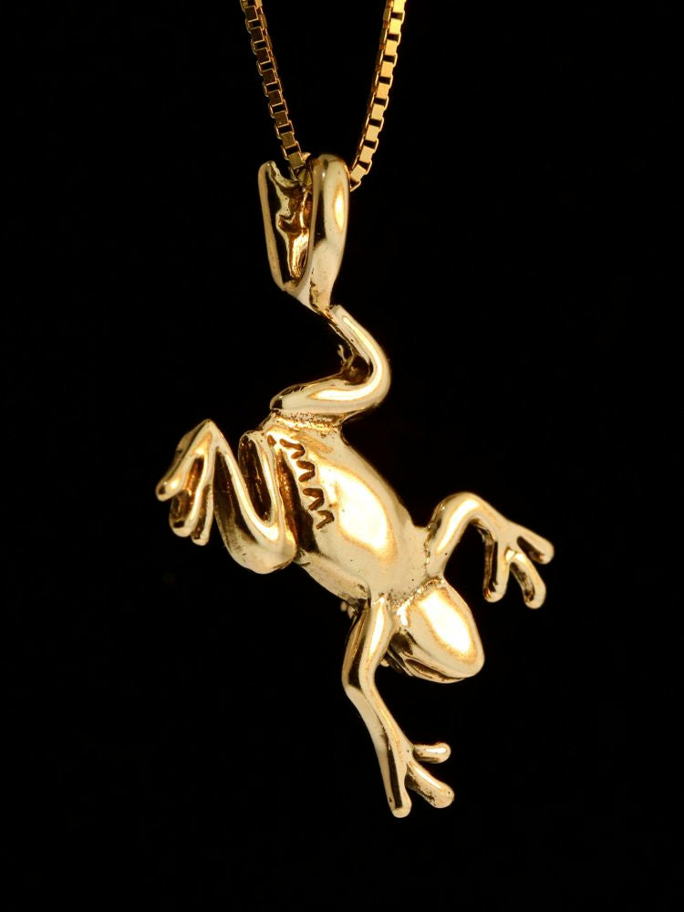 Medium Enchanted Frog Pendant - Solid 14k Gold