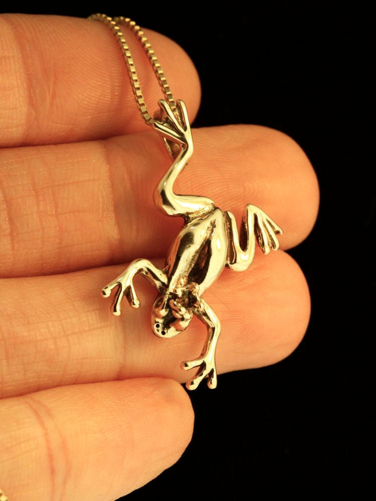 Medium Enchanted Frog Pendant - Solid 14k Gold
