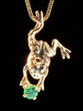 Enchanted Frog Charm with Tsavorite - Solid 14k Gold