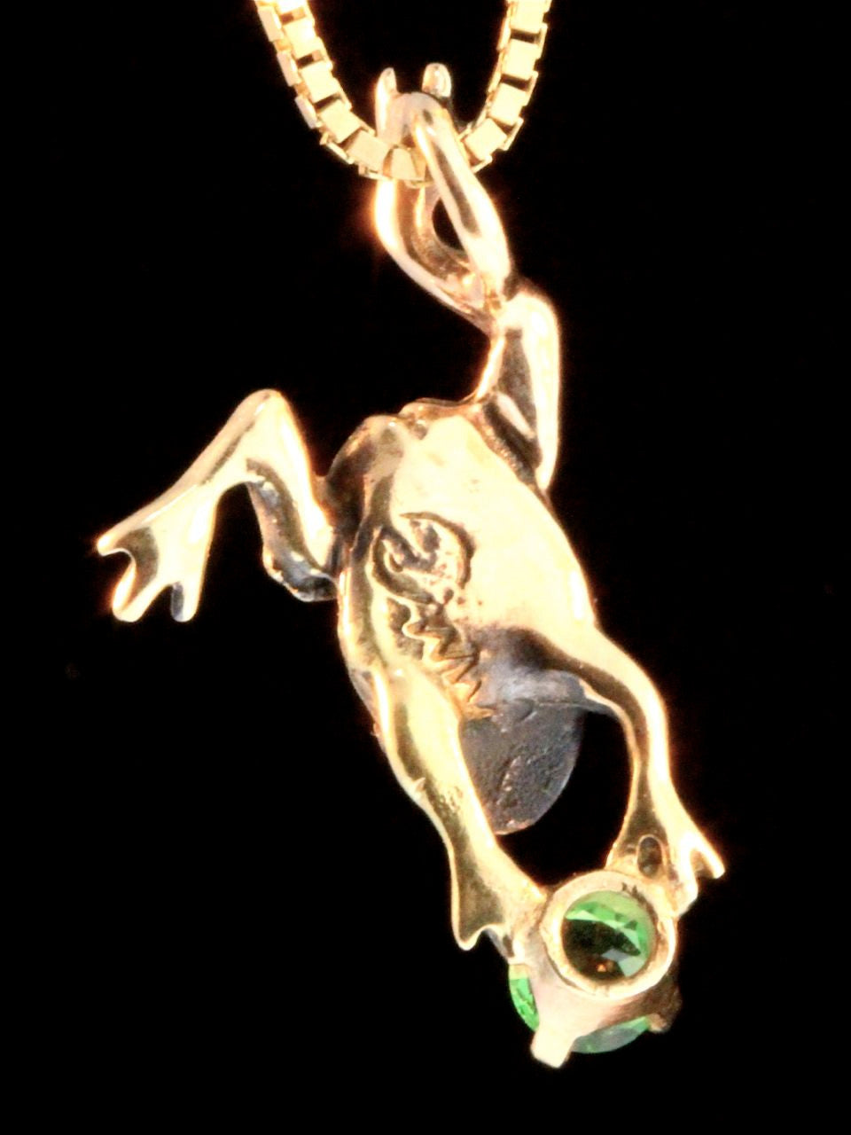 14k Gold Enchanted Frog Charm with Tsavorite