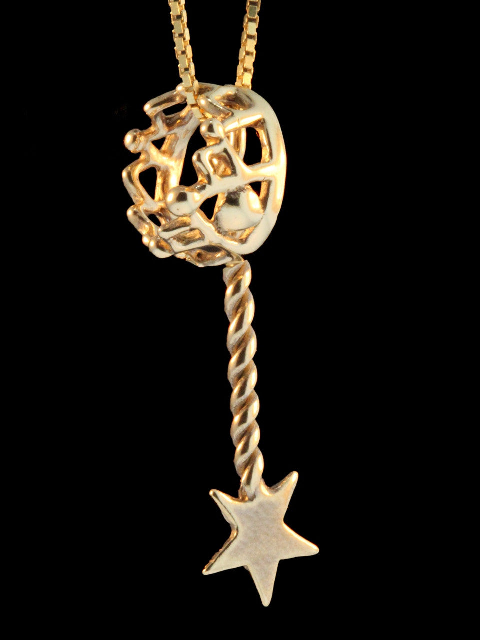 Fairy Crown and Magic Wand Charms - 14k Gold