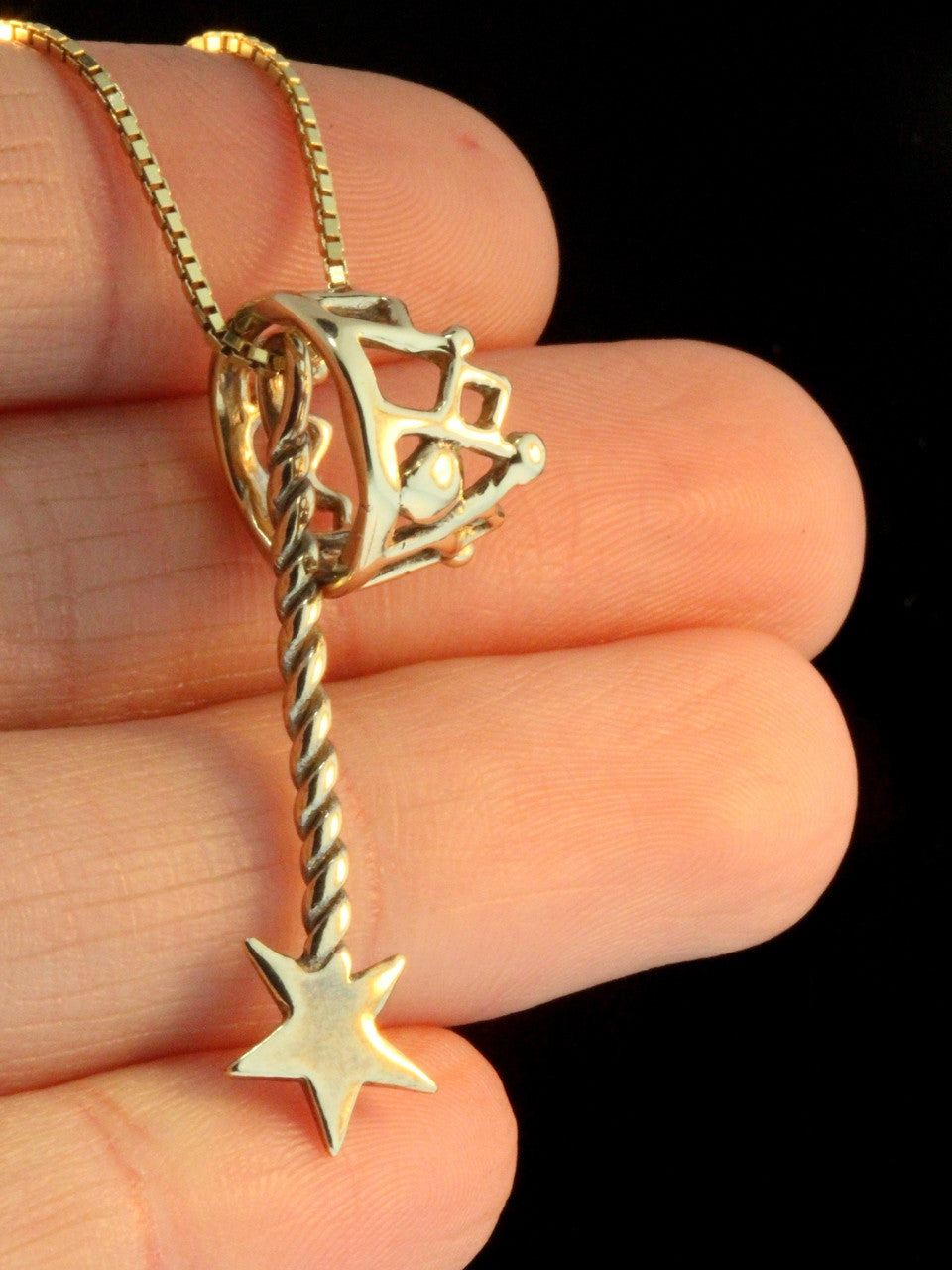 Fairy Crown and Magic Wand Charms - 14k Gold