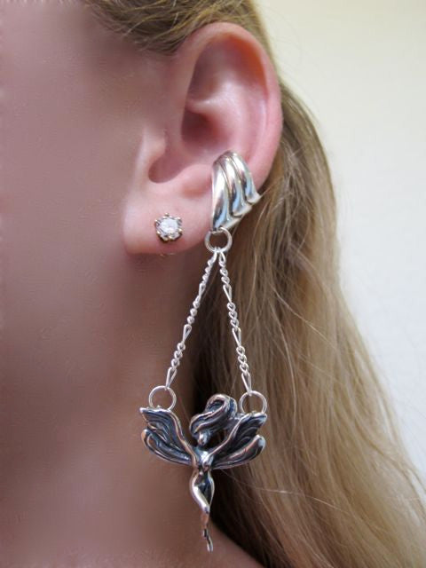 Dancing Fairy Ear Cuff Chevron - Silver