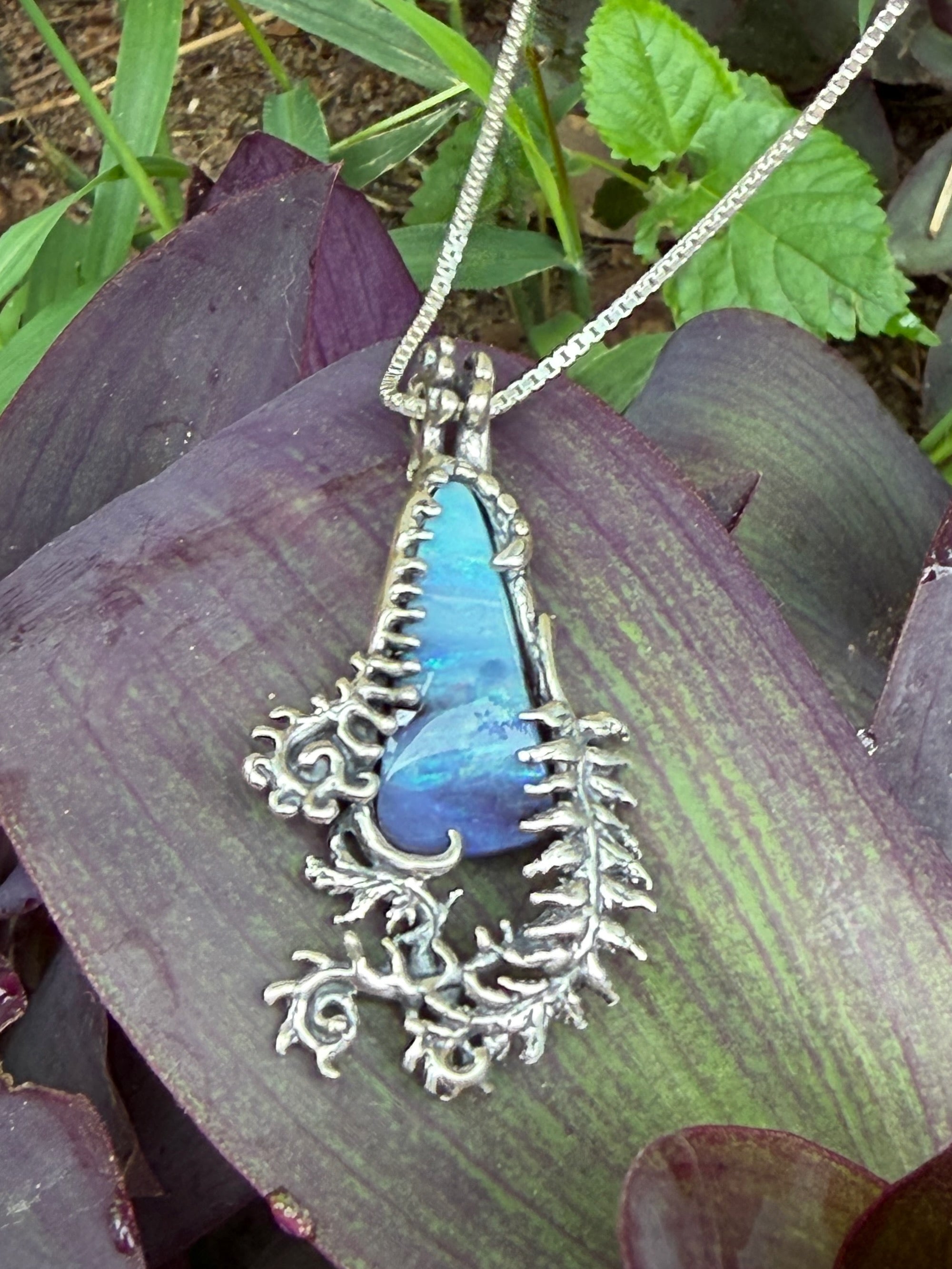 Fern Gully Pendant with Australian Boulder Opal