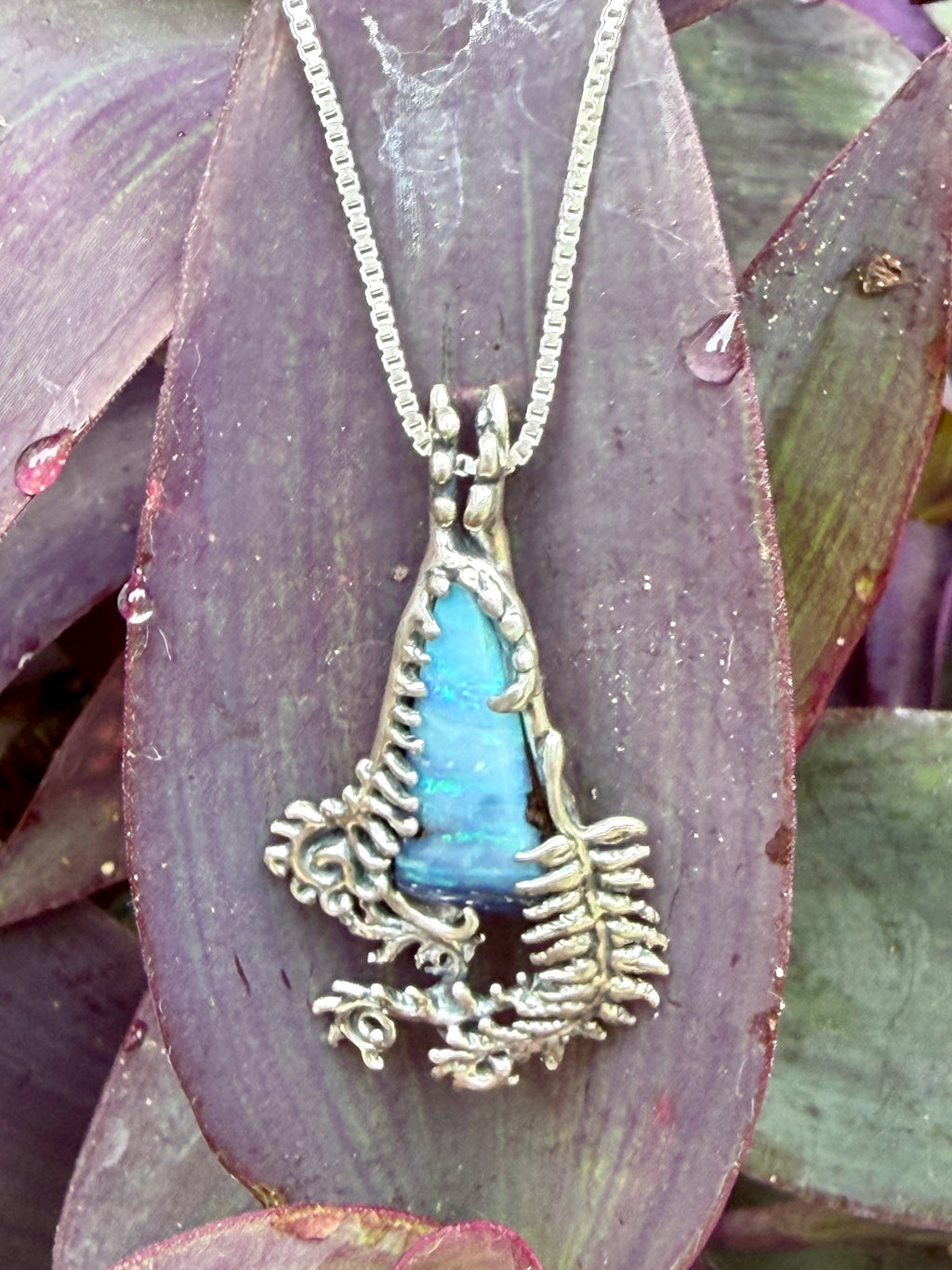 Fern Gully Pendant with Australian Boulder Opal