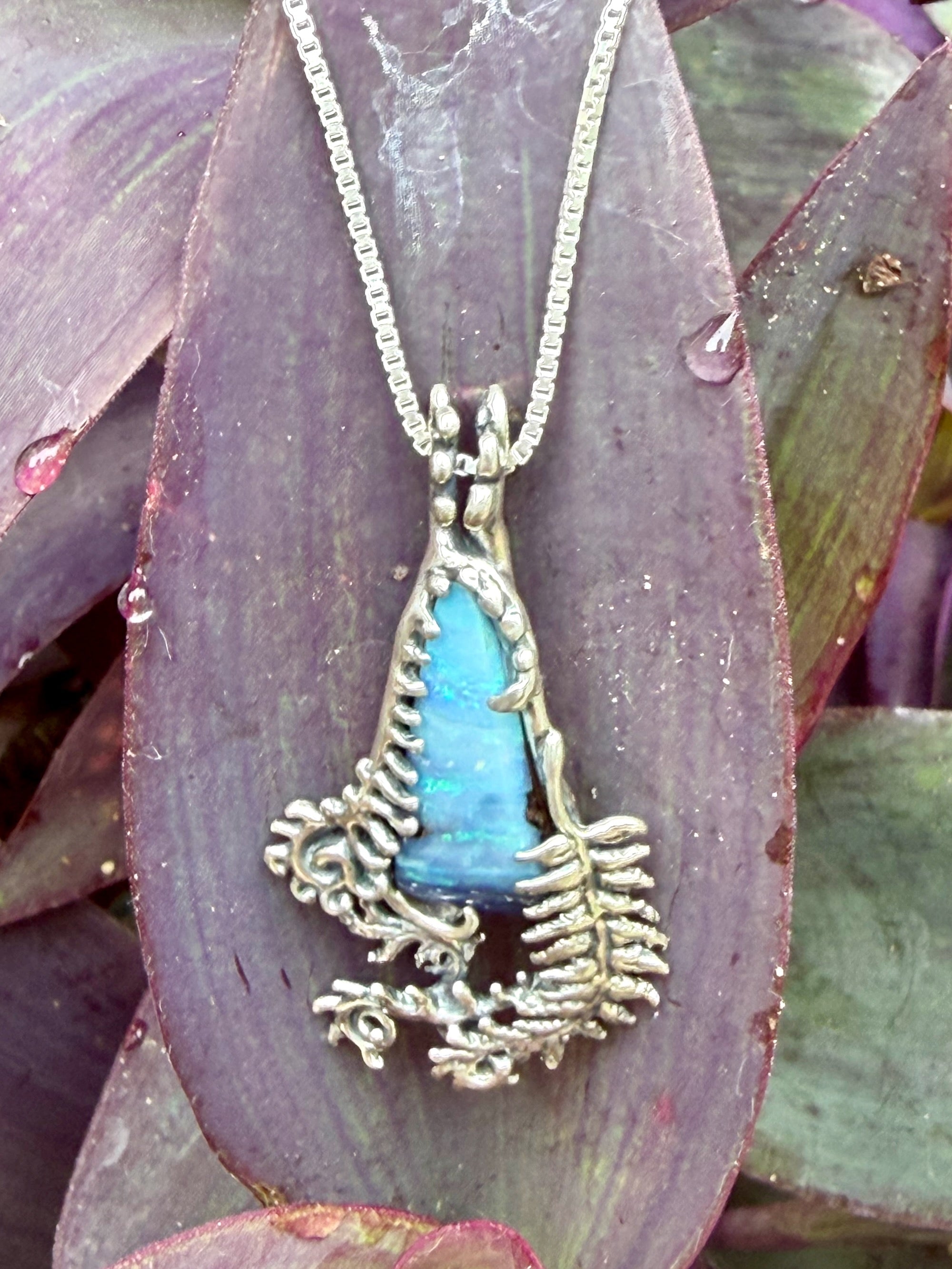 Fern Gully Pendant with Australian Boulder Opal