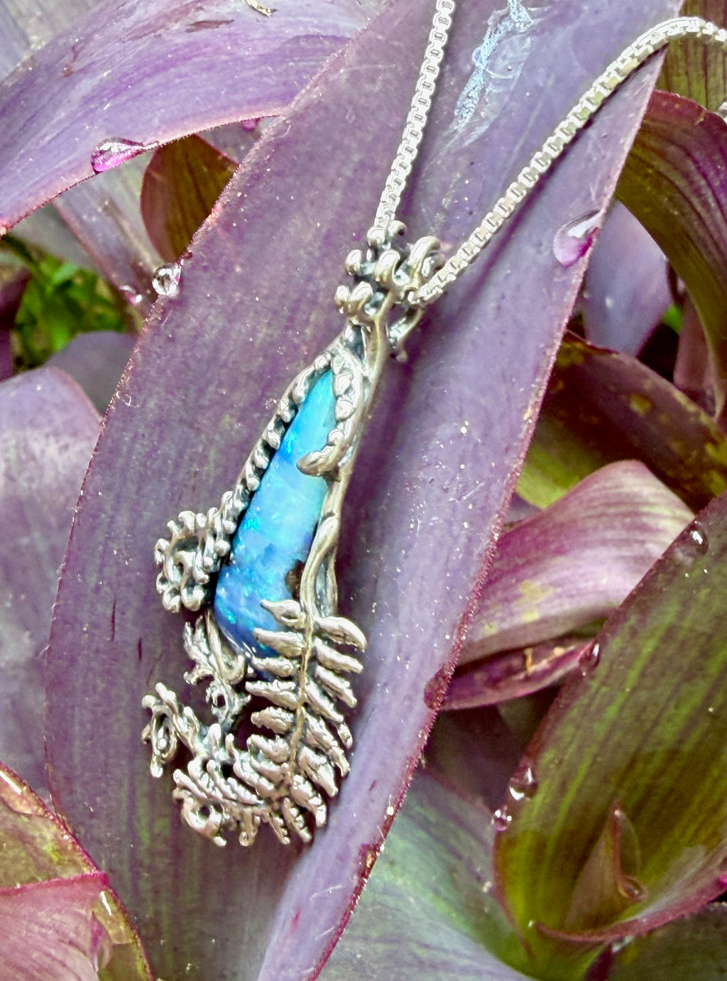 Fern Gully Pendant with Australian Boulder Opal