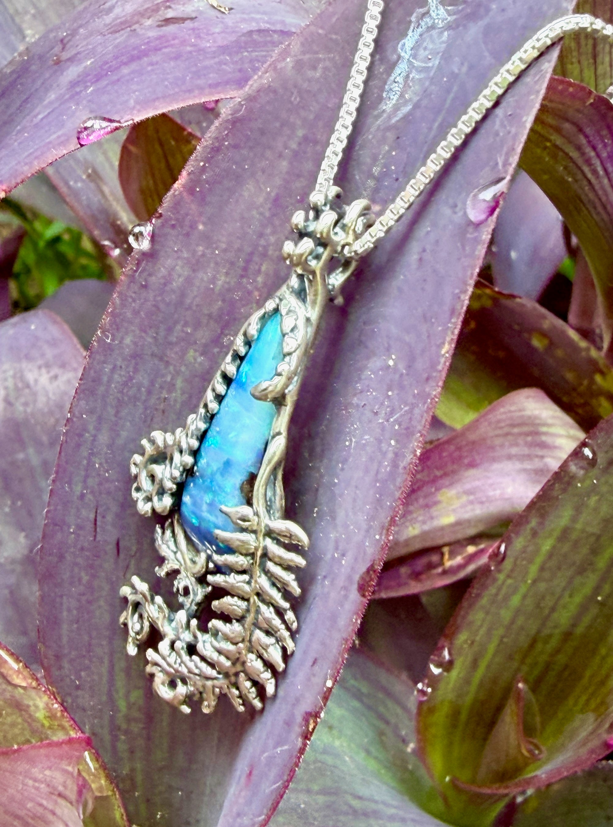 Fern Gully Pendant with Australian Boulder Opal