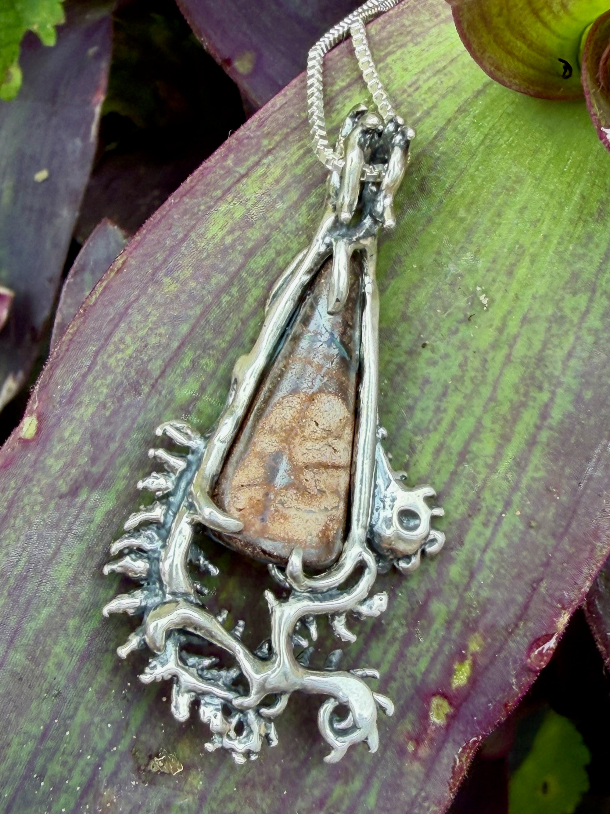Fern Gully Pendant with Australian Boulder Opal