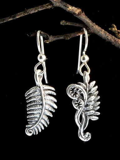 Fiddlehead Fern Earrings - Silver