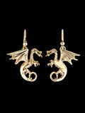 Fire Dragon Earrings - 14K Gold