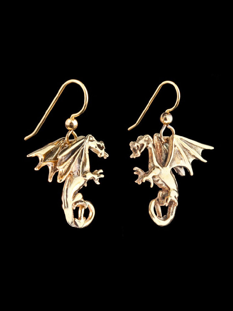 Fire Dragon Earrings in 14K Gold