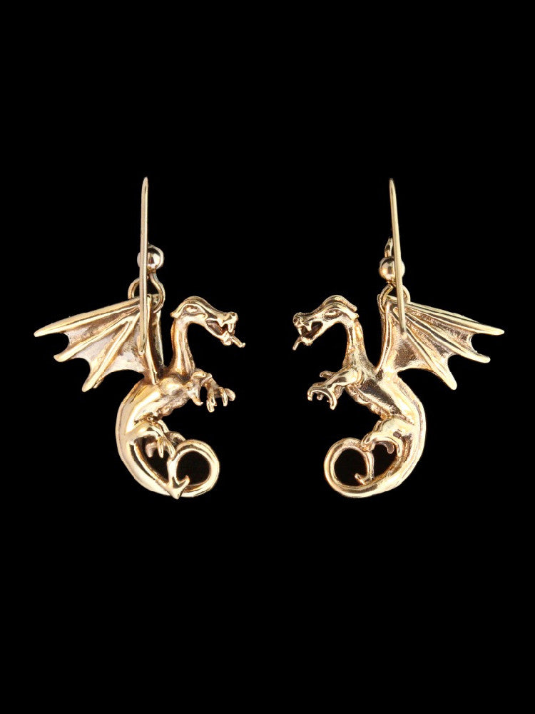 Fire Dragon Earrings in 14K Gold