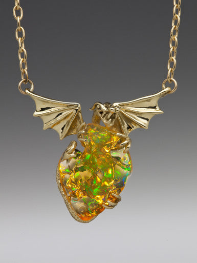 Mirage - Mexican Fire Opal Dragon - 18K Gold SOLD