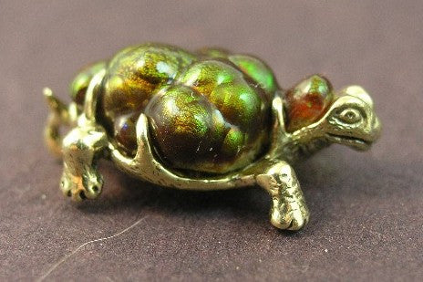 18K Gold Turtle with carved Arizona Fire Agate