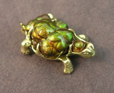 Arizona Fire Agate Turtle Pendant  - 18K Gold  - SOLD