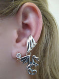 Fire Dragon Ear Cuff Chevron - Silver