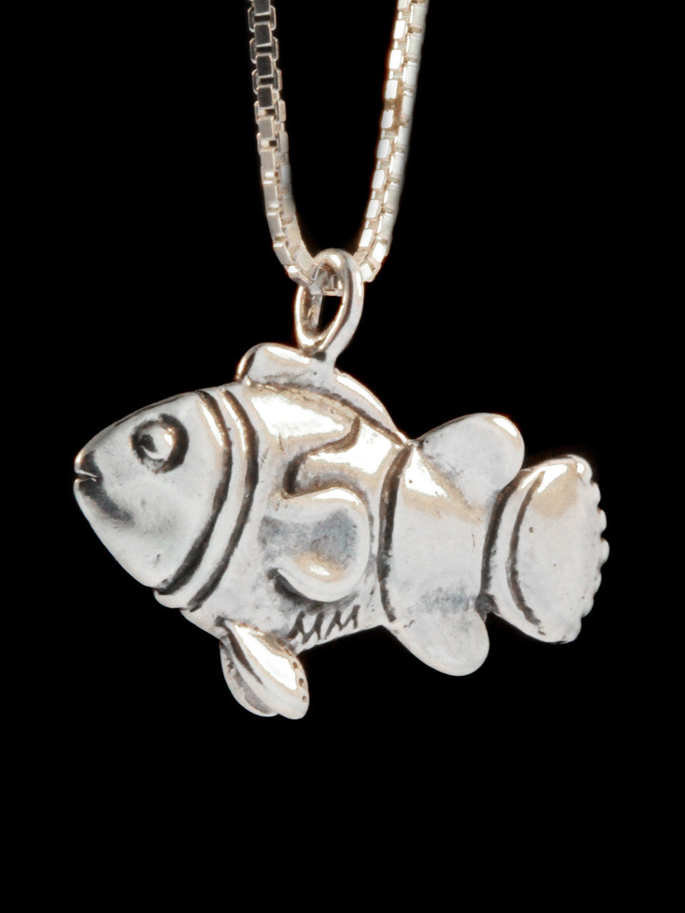 Clown Fish Charm Pendant - Sterling Silver