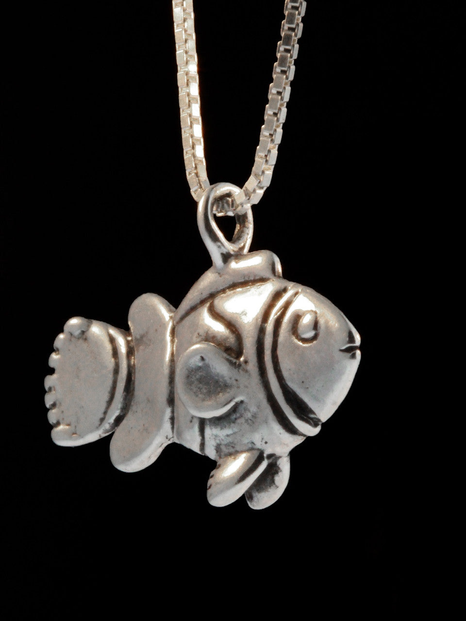 Clown Fish Charm Pendant - Sterling Silver